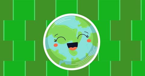 Smiling Globe Character with Green Energy Concept