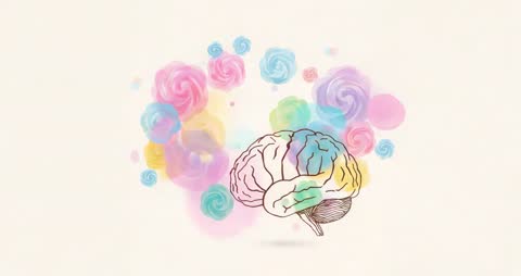 Rainbow Brain Pulsing with Pastel Swirl of Innovation