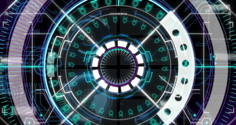 Futuristic Digital HUD with Circular Scan Animation