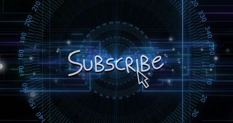 Futuristic subscribe button interface with cursor click