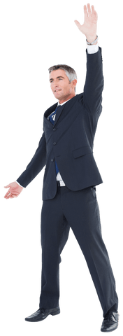 Confident Businessman Gesturing with Transparency Effect