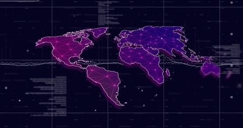 Futuristic Digital Network Map of The World with Data Points - Download Free Stock Images Pikwizard.com