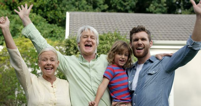 Happy Multi-generational Family Celebrating Together Outdoors - Download Free Stock Images Pikwizard.com