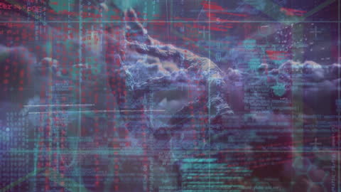 Digital DNA Data Visualization with Futuristic Clouds