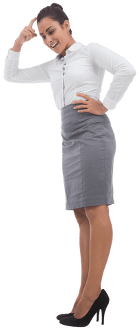 Transparent Happy Hispanic Businesswoman Scratching Head