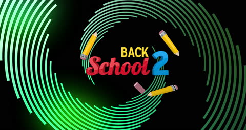 Dynamic Back to School Animation with Green Spirals