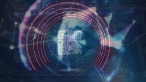 Futuristic Digital Interface with Globe and QR Code Designs