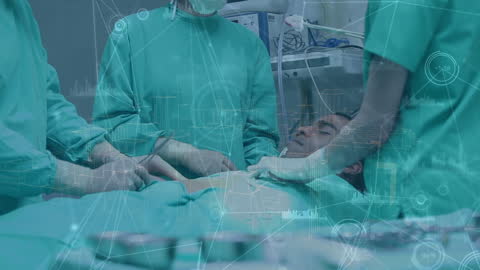 Surgeons Collaborating in Operating Room with Technological Overlay