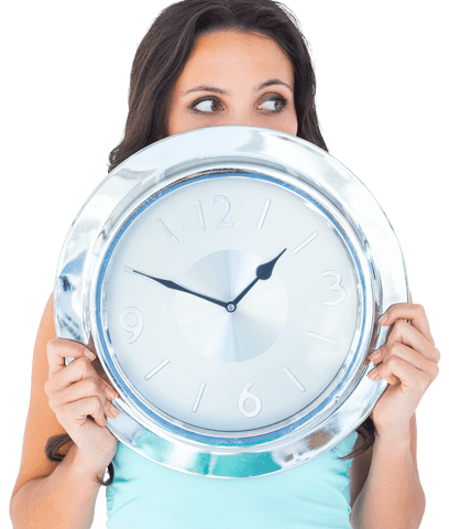 woman holding oversized transparent clock - Download Free Stock Videos Pikwizard.com