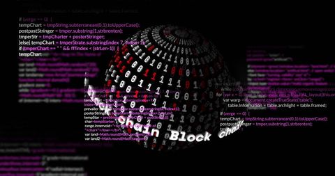 Abstract Blockchain Sphere with Binary Code Visualization - Download Free Stock Images Pikwizard.com