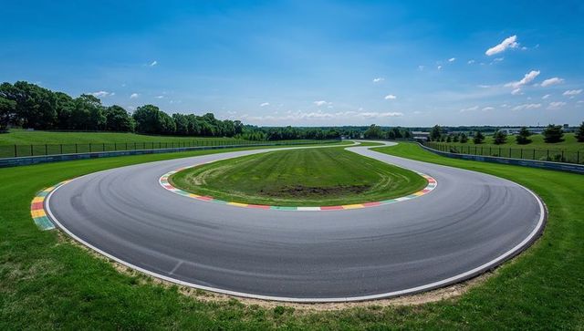Curved hairpin turn on professional racing track