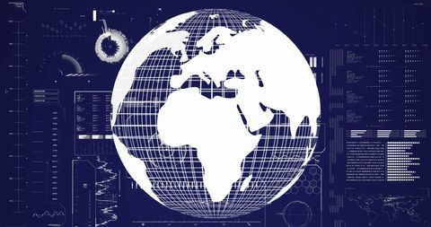 Futuristic Globe Overlay with Data Interfaces - Download Free Stock Images Pikwizard.com