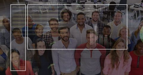 Diverse Team and Digital Data in Modern Office