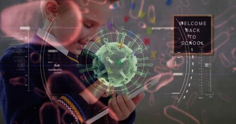 Schoolboy with Tablet Amid COVID-19 Educational Challenges