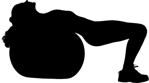 Silhouette of woman exercising with ball on transparent background