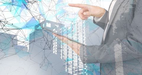 Digital Transformation Concept with Businessman and City Background - Download Free Stock Images Pikwizard.com