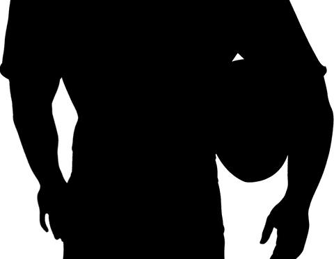 Transparent rugby player holding ball, midsection focus