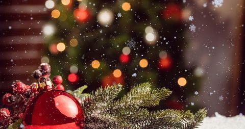 Festive Red Bauble and Snowflakes for Christmas - Download Free Stock Images Pikwizard.com