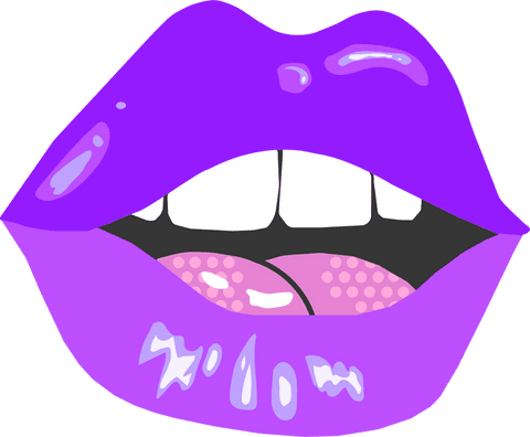 glossy violet lips with teeth and tongue on transparent background - Download Free Stock Videos Pikwizard.com