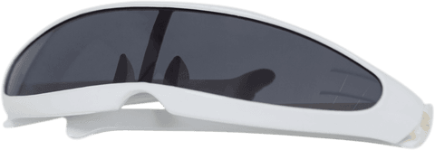 Close-up of transparent vr goggles with white frames