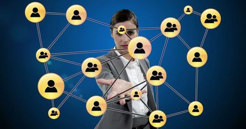 Businesswoman Interacting with Digital Network Connections