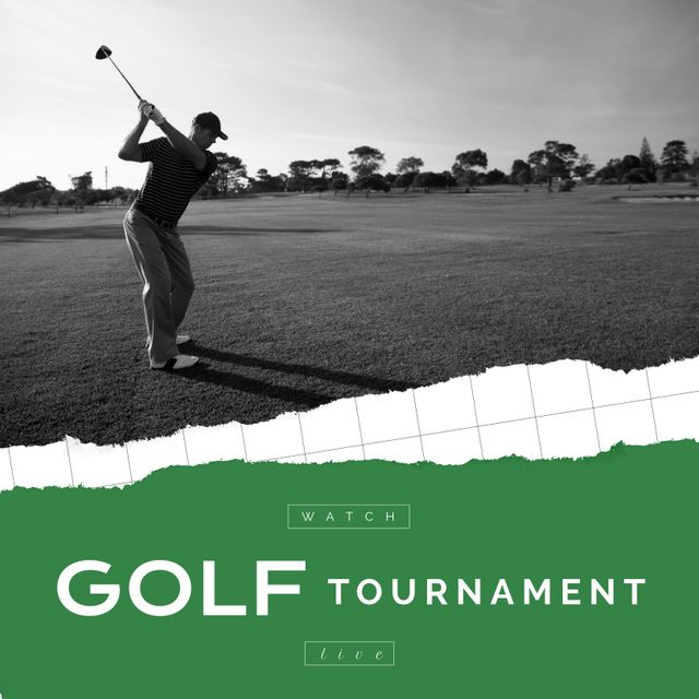 Golf Tournament Poster Featuring Player Swinging Club - Download Free Stock Templates Pikwizard.com