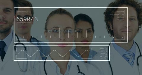 Healthcare Team with Innovative HUD Graphics