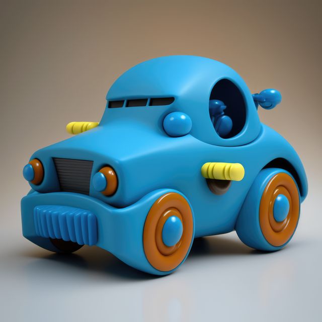 This vibrant blue cartoon toy car is perfect for children's products, illustrations for kids' books, educational materials, or advertisements for family-friendly items. Its bright colors and whimsical design can captivate children's imagination and add a playful touch to any project involving toys or childhood themes.