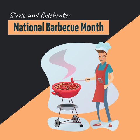 celebrate national barbecue month with a happy chef grilling outdoors - Download Free Stock Templates Pikwizard.com
