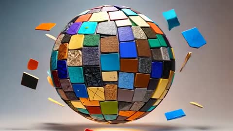 Dynamic Mosaic Sphere with Colorful Tile Fragments