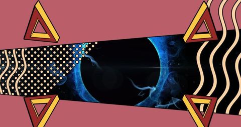 Abstract Digital Art with Geometric Designs and Cosmic Elements