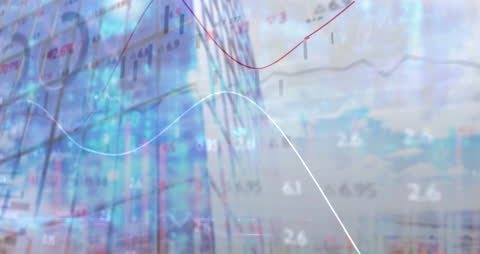 Digital Data Overlay on Modern Cityscape Skyline