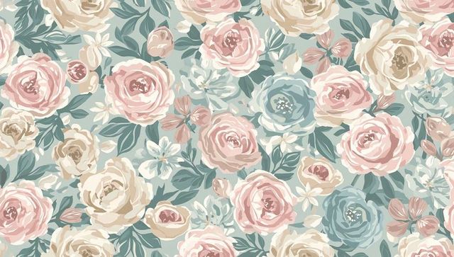 Blooming pastel roses and peonies seamless floral pattern for wallpaper and textile
