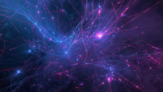 Futuristic Digital Network with Neon Light Trails