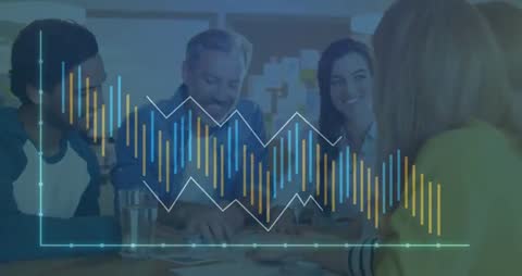 Team Collaborating in Business Meeting with Data Projections