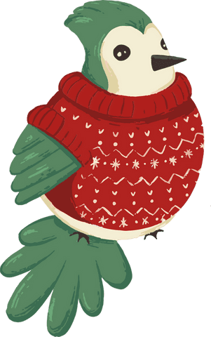 whimsical bird wearing red sweater seasonal transparent design - Download Free Stock Videos Pikwizard.com