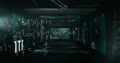 Digital Data Processing Animation with Mathematical Equations