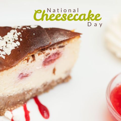celebrating national cheesecake day with delicious raspberry cheesecake slice - Download Free Stock Templates Pikwizard.com