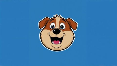 Playful cartoon dog head digital art on blue background