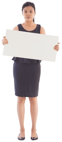 serious businesswoman holding blank sign transparent background - Download Free Stock Videos Pikwizard.com