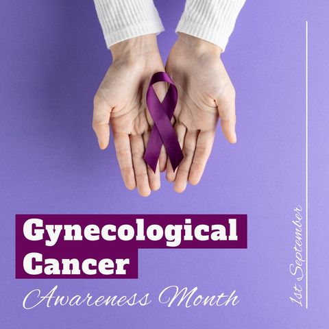 Gynecological Cancer Awareness Month Message with Purple Ribbon