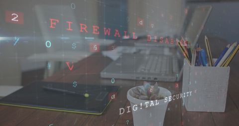 Cybersecurity Warning: Firewall Disabled Alert Over Office Workspace - Download Free Stock Images Pikwizard.com