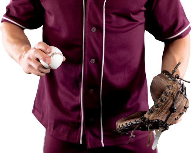 Transparent image of male baseball player holding mitt and baseball in uniform - Download Free Stock Videos Pikwizard.com