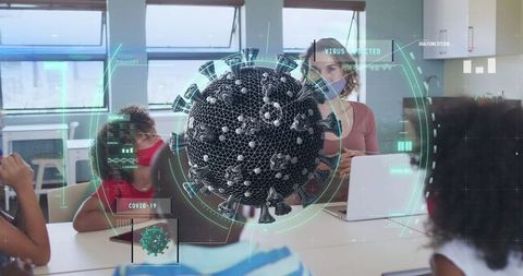 Teacher In Classroom Navigating COVID-19 Safety with Students