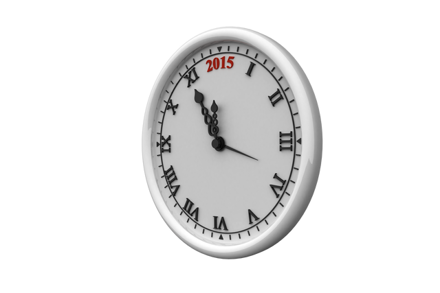 Transparent Clock with 2015 on Dial, Roman Numerals All Over Black Hands - Download Free Stock Videos Pikwizard.com