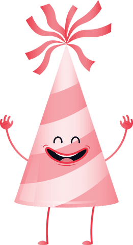 Cheerful Pink Party Hat Cartoon on Transparent Background - Download Free Stock Videos Pikwizard.com