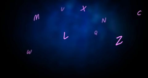 floating purple alphabets over glowing blue background - Download Free Stock Images Pikwizard.com