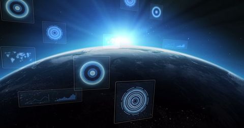 Digital Interfaces Scanning Globe with Holographic Displays - Download Free Stock Images Pikwizard.com