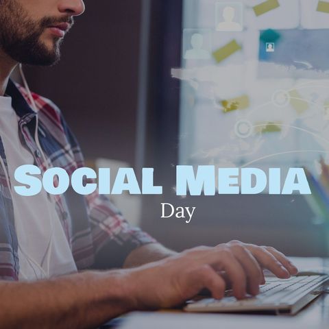 celebrating social media day: man engaging with online networks - Download Free Stock Templates Pikwizard.com