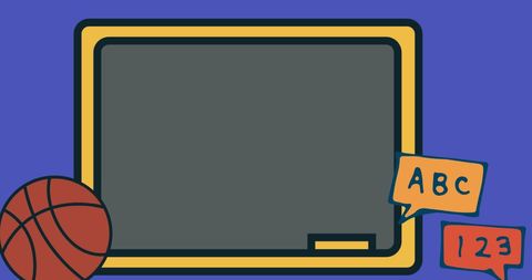 Blank Blackboard with Basketball and Educational Icons - Download Free Stock Images Pikwizard.com